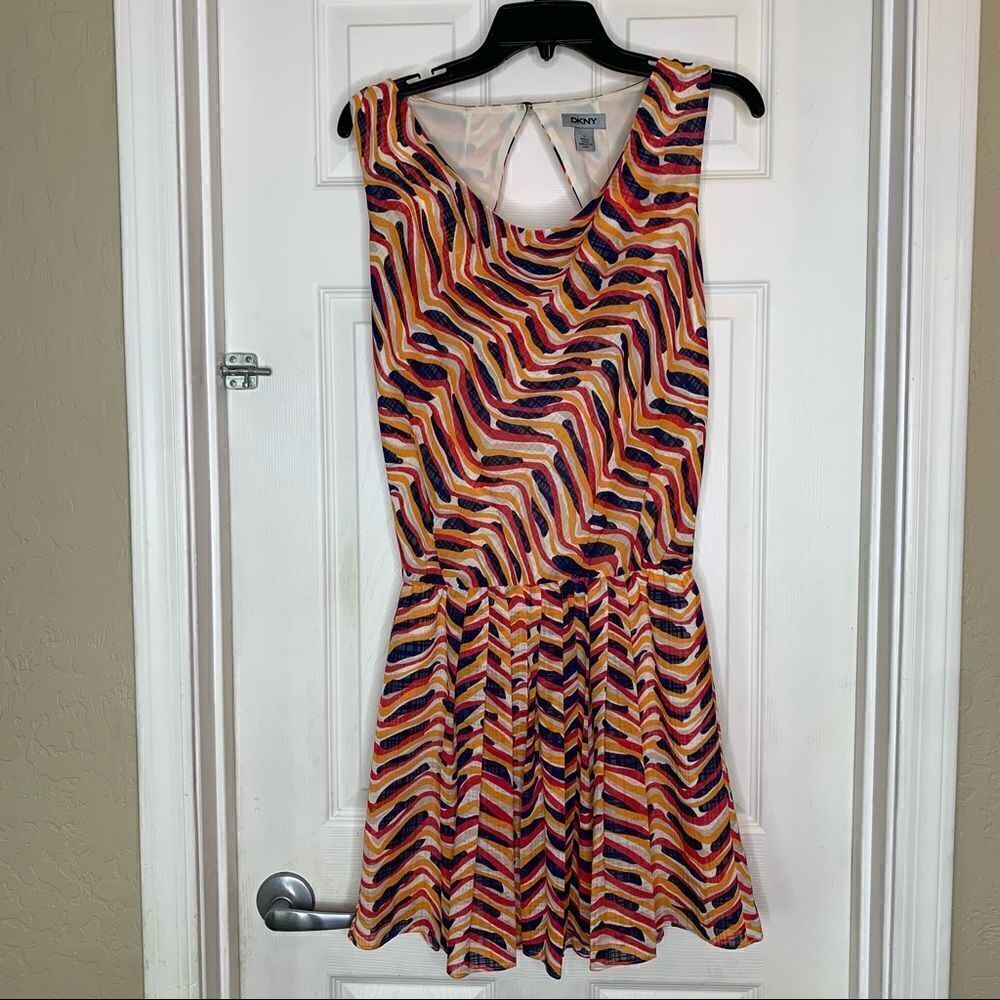 DKNY Orange Wave Pattern Dress Size 0